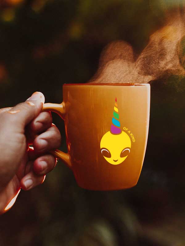 One of a kind unicorn alien on coffee mug